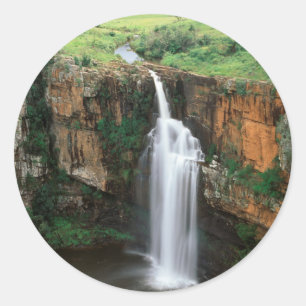 Pegatina Redonda Cascada Berlin, Mpumalanga, Sudáfrica