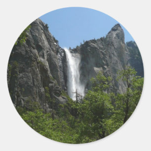 Pegatina Redonda Cascada Bridalveil en el Parque Nacional Yosemite