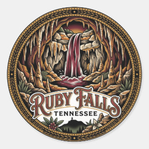 Pegatina Redonda Cascadas Ruby Tennessee