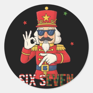 Pegatina Redonda Cascanueces 67 Six Seven Navidad Meme Humor Hombre