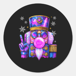 Pegatina Redonda Cascanueces Morado Soplando Chicle Cute Christma