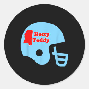 Pegatina Redonda Casco de fútbol americano Hotty Toddy con esquema 