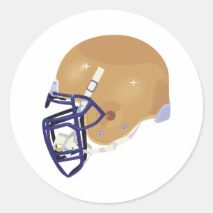 Pegatina Redonda casco de fútbol dorado y azul gráfico vectorial