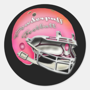 Pegatina Redonda Casco de fútbol rosa Powderpuff