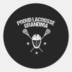 Pegatina Redonda Casco de la orgullosa abuela Lax Lacrosse deportis