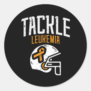 Pegatina Redonda Casco de lucha contra la leucemia cinta naranja cá