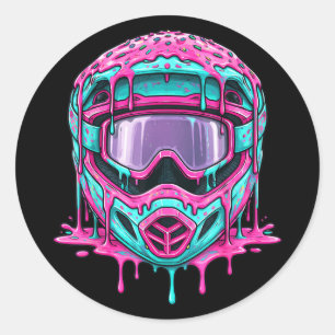 Pegatina Redonda Casco de Motocross Gráfico de Goteo de Fusión Bici