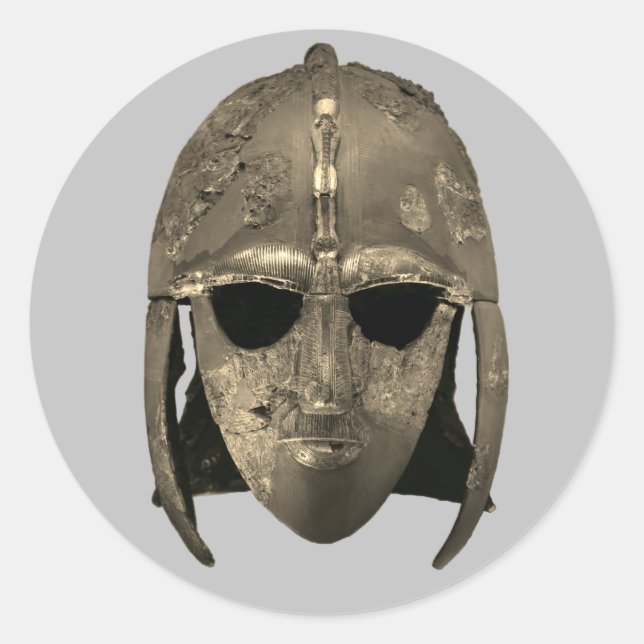 Pegatina Redonda Casco de Sutton Hoo (Anverso)