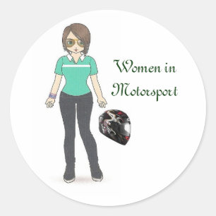 Pegatina Redonda Casco, mujeres en el deporte de motor