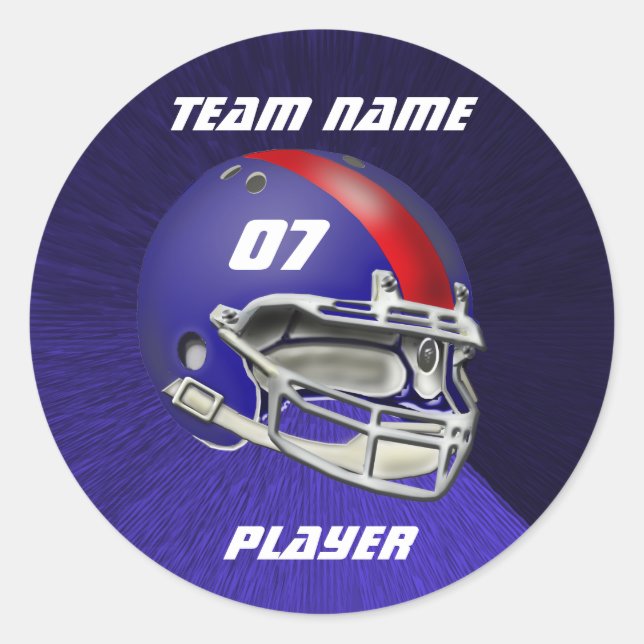 Pegatina Redonda Casco Real de Fútbol Azul y Rojo (Anverso)