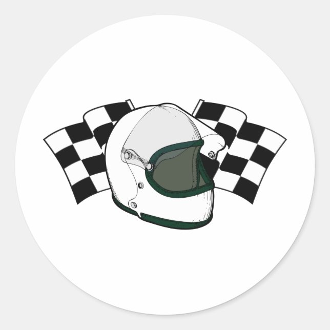 Pegatina Redonda Cascos y banderas (Anverso)