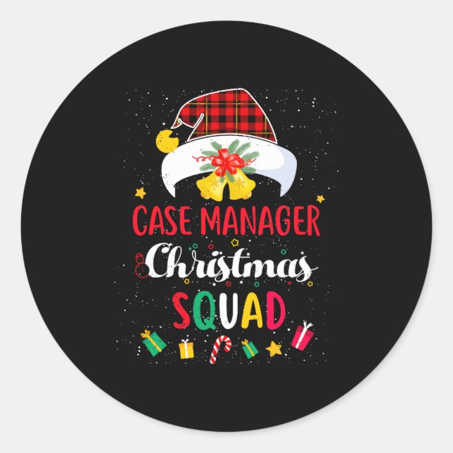 Pegatina Redonda Case Manager Christmas Squad Santa Hat Matching Pr (Anverso)