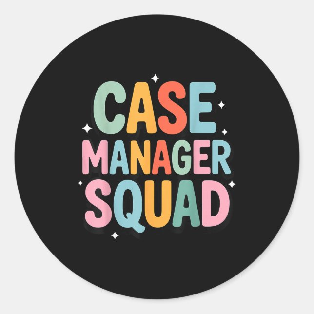 Pegatina Redonda Case Manager Squad  (Anverso)