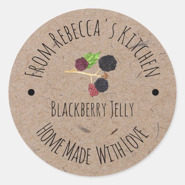Pegatina Redonda Casero con amor Blackberry Bramble Jelly (Anverso)