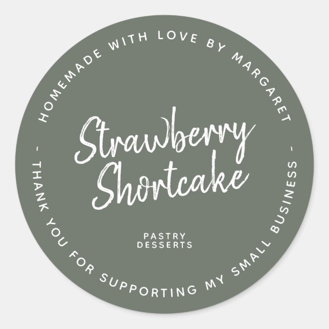 Pegatina Redonda Casero con amor Dark Sage Green (Anverso)