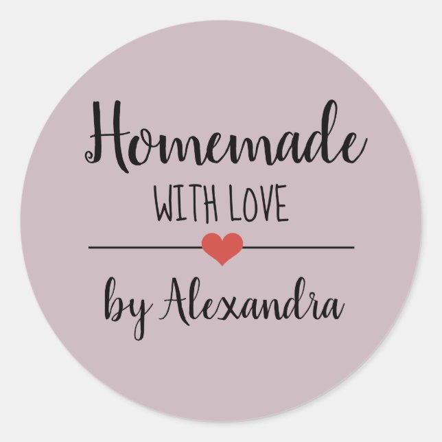 Pegatina Redonda Casero con amor ligero personalizado de escritura  (Anverso)