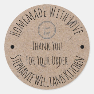 Pegatina Redonda Casero con amor Logotipo Gracias Por Tu Pedido