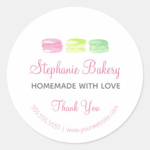 Pegatina Redonda Casero con amor Macaroons Bakery Gracias