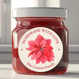 Pegatina Redonda Casero con amor Navidad floral