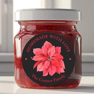 Pegatina Redonda Casero con amor Navidad floral