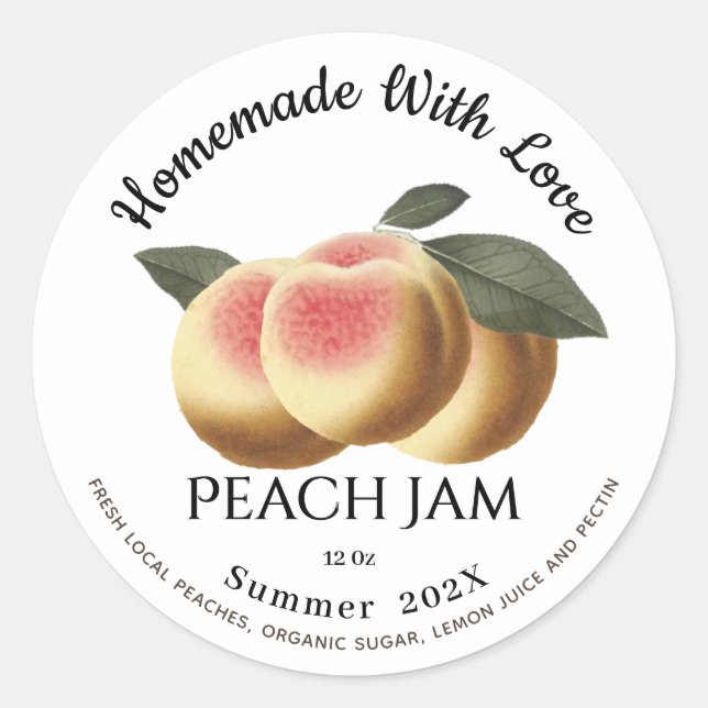 Pegatina Redonda Casero Con Amor Peach Jam Summer 202X Classic C (Anverso)