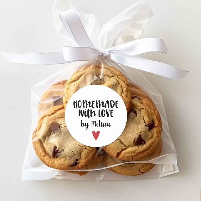Pegatina Redonda Casero Con Amor Personalizado (Use a homemade with love sticker as a pretty way to finish off your gift)