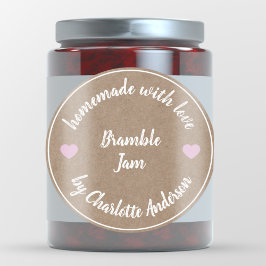 Pegatina Redonda Casero con amor | Pink Heart Jam Canning Kraft