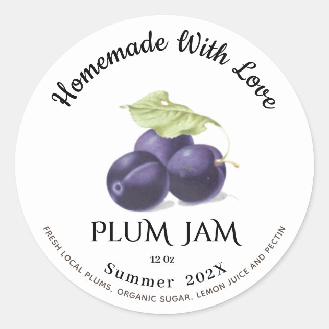Pegatina Redonda Casero Con Amor PLUM Jam Summer 202X (Anverso)