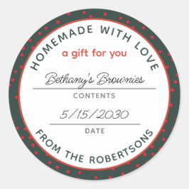 Pegatina Redonda Casero con amor Verde Rojo