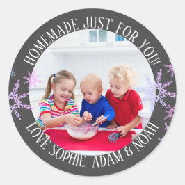 Pegatina Redonda Casero solo para Personalizados foto de niño copo 