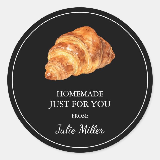 Pegatina Redonda Casero sólo para usted croissant label (Anverso)