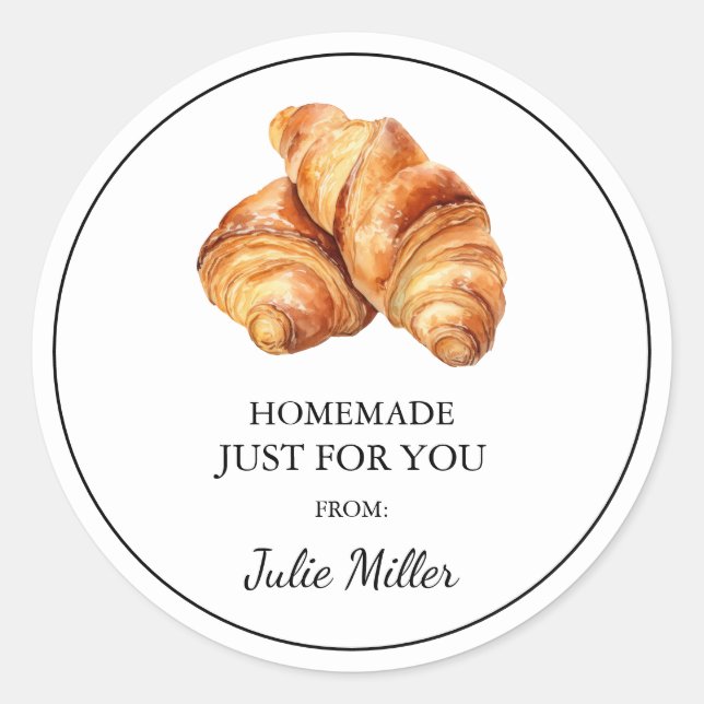 Pegatina Redonda Casero sólo para usted croissant label (Anverso)