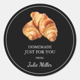 Pegatina Redonda Casero sólo para usted croissant label