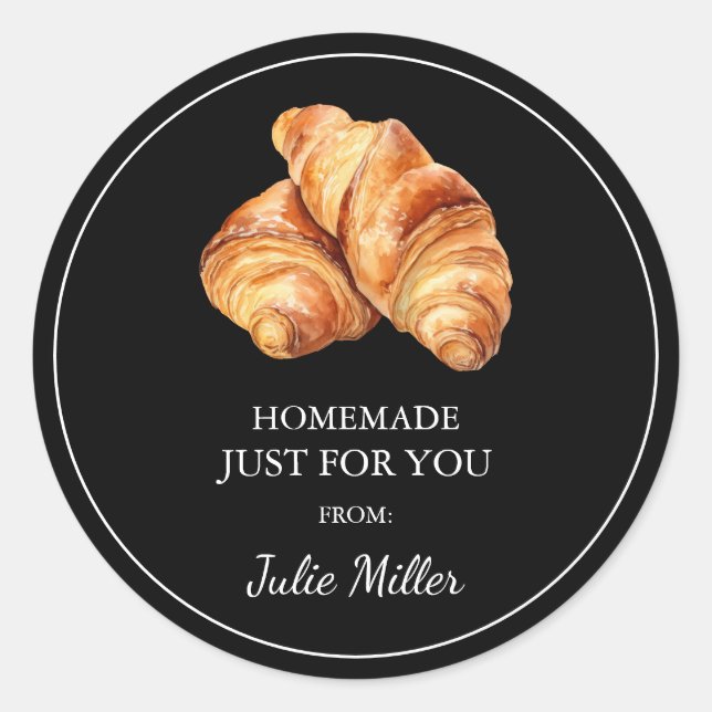 Pegatina Redonda Casero sólo para usted croissant label (Anverso)