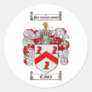 PEGATINA REDONDA CASEY FAMILIAR CREST - CASEY COAT OF ARMS