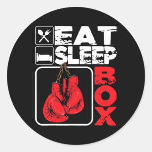 Pegatina Redonda Casilla de sueño - Boxeo Boxeador de Gimnasio Boxe