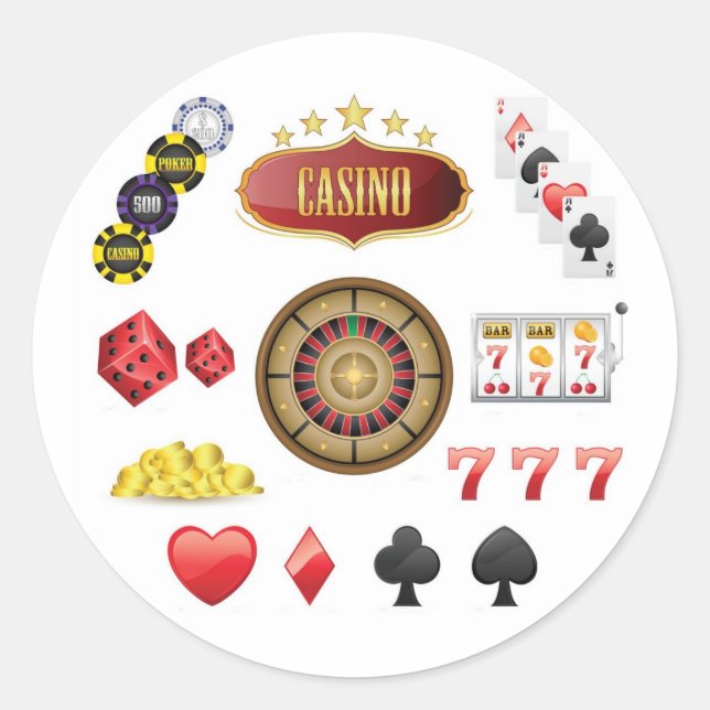 Pegatina Redonda Casino (Anverso)