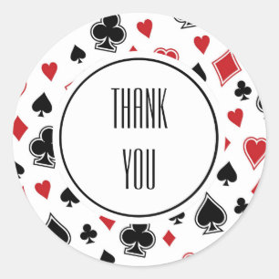 Pegatina Redonda Casino de juego de cartas de póquer Gracias