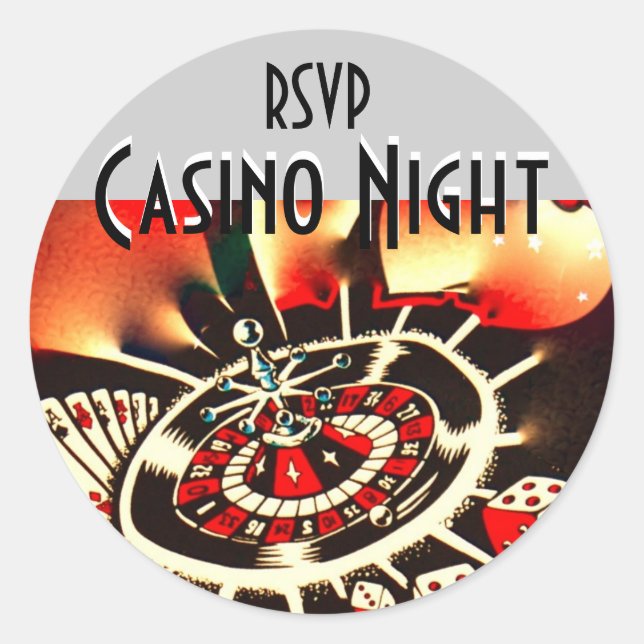 Pegatina Redonda Casino Night rsvp (Anverso)