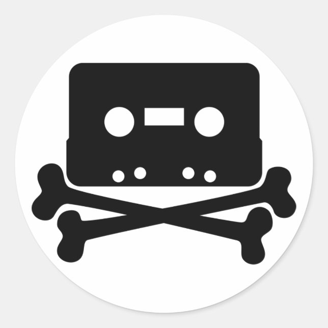 Pegatina Redonda Cassette Jolly Roger (Anverso)