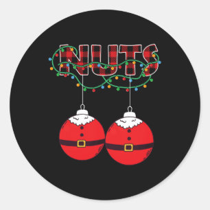 Pegatina Redonda Castañas Nueces De Navidad Coincidentes Navidad