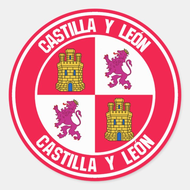 Pegatina Redonda Castilla y León Round Emblem (Anverso)