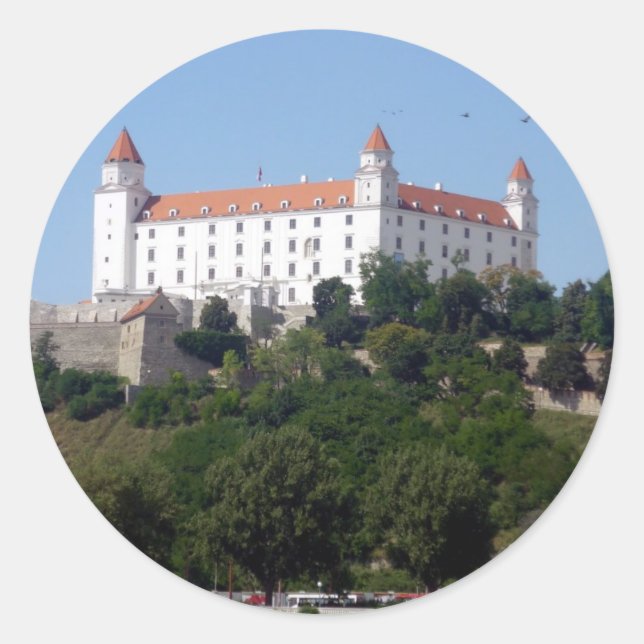 Pegatina Redonda castillo de bratislava (Anverso)