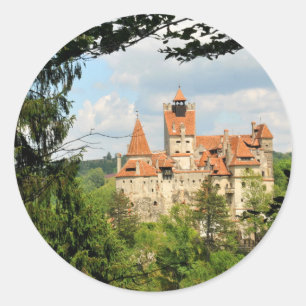 Pegatina Redonda Castillo de Drácula en Transilvania, Rumania