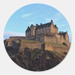 Pegatina Redonda Castillo de Edimburgo, Escocia