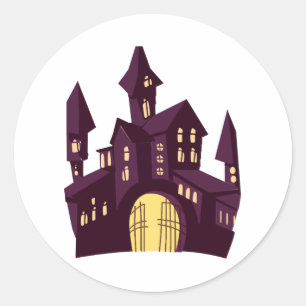 Pegatina Redonda Castillo de Halloween