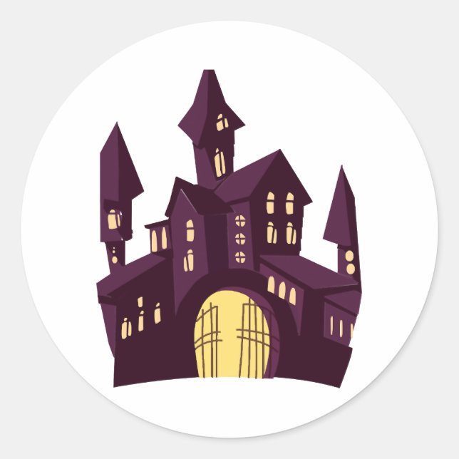 Pegatina Redonda Castillo de Halloween (Anverso)