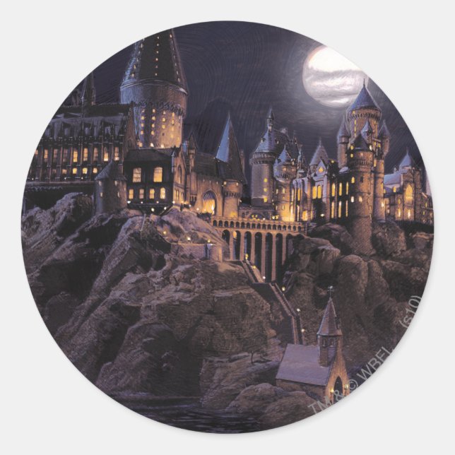 Pegatina Redonda Castillo de Harry Potter | Gran lago a Hogwarts (Anverso)