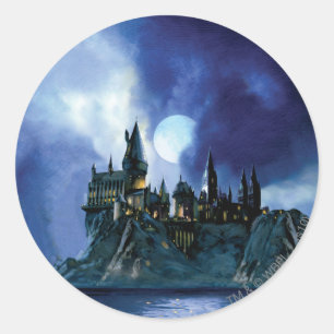 Pegatina Redonda Castillo de Harry Potter   Hogwares nocturnos