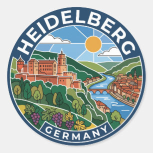 Pegatina Redonda Castillo de Heidelberg Alemania